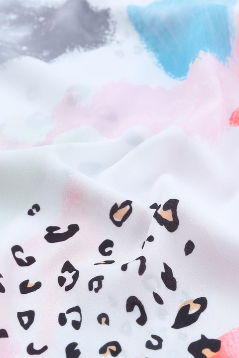 Multicolor Paint Palette Leopard Print Loose Top