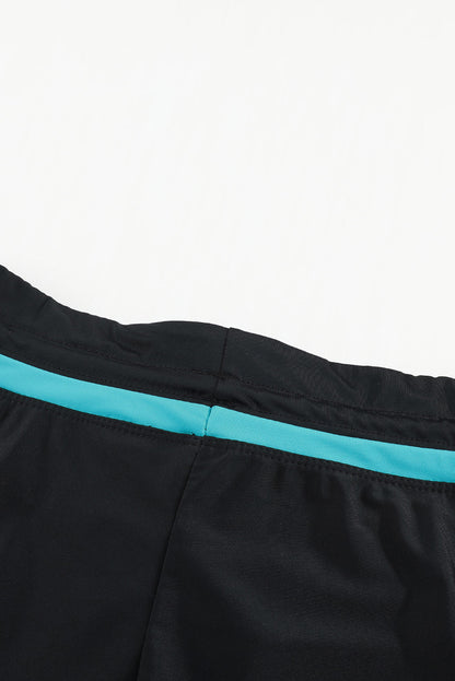 Blue Trim Black Women Swim Boardshort