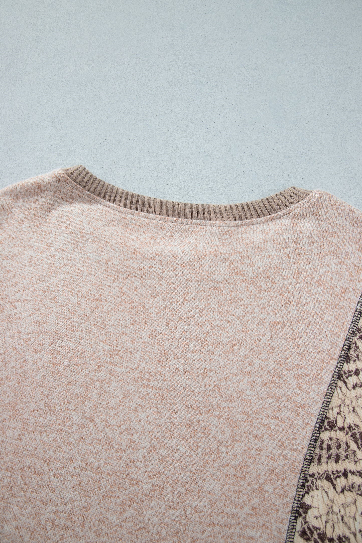 Khaki Floral Print Round Neck Long Sleeve Shift Top