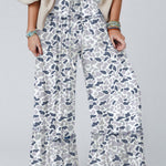 Beige Camo Print Wide Leg Casual Pants