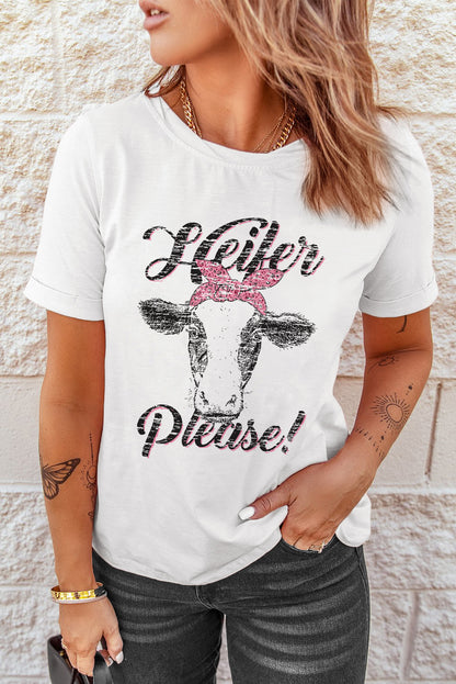 T-shirt à imprimé graphique mignon Heifer Please