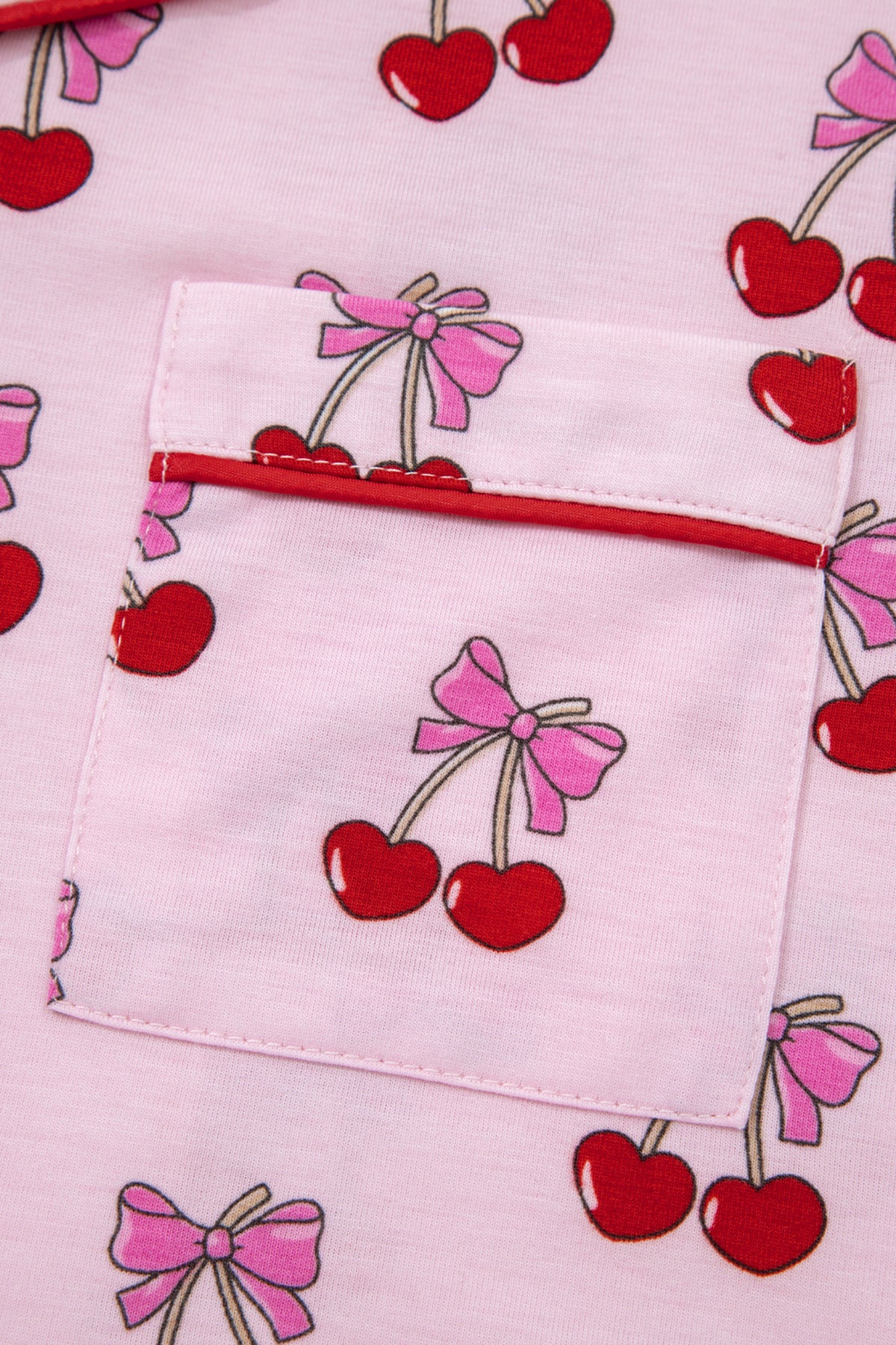 Pink Cherry/Bow Print Short Pajama Set