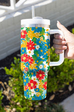 Floral Print Stainless Vacuum Cup with Handle 40oz