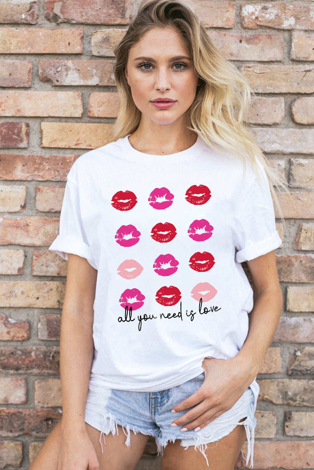 all you need is love Valentines Kisses Graphic Tee