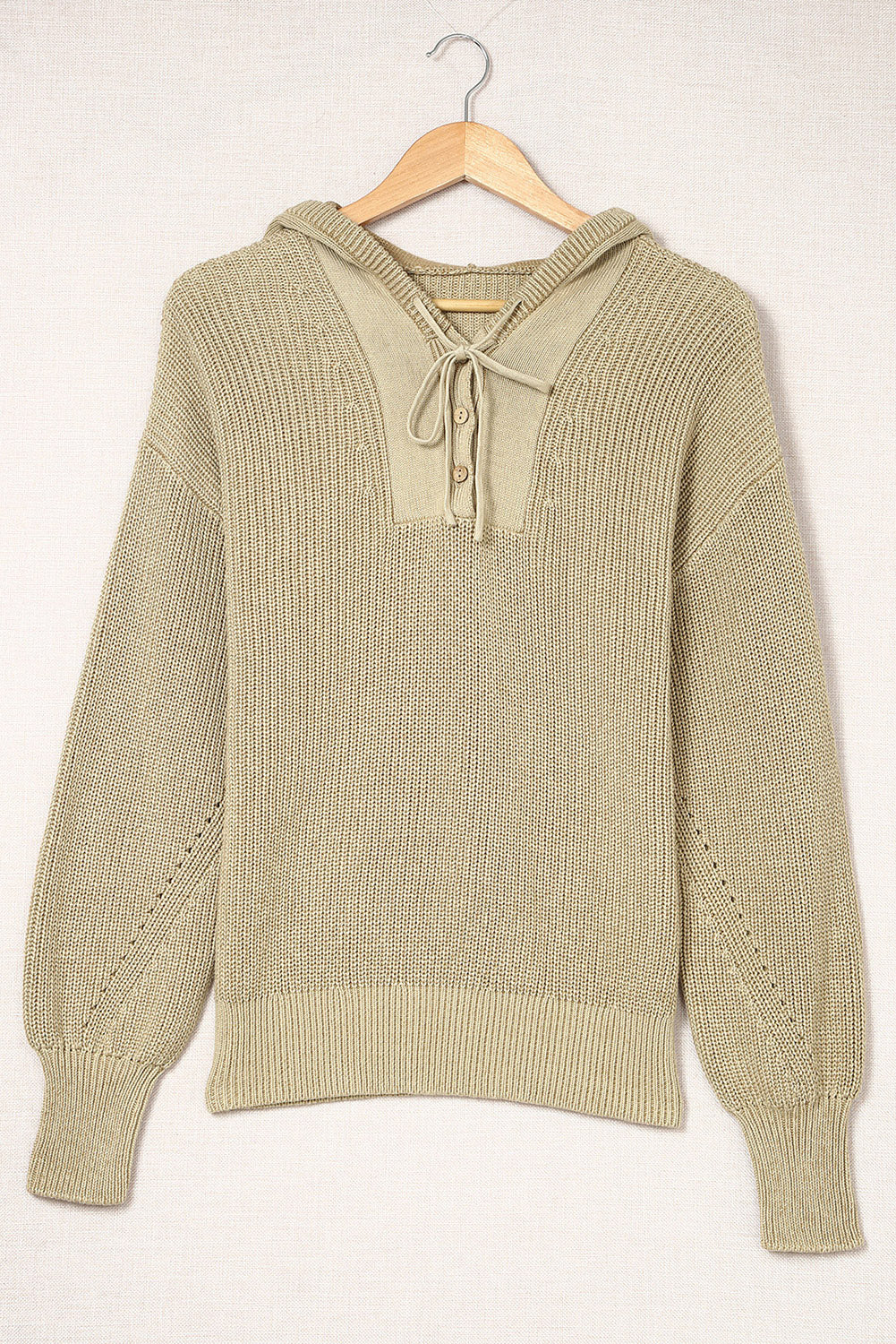 Pull à capuche col V Henley 