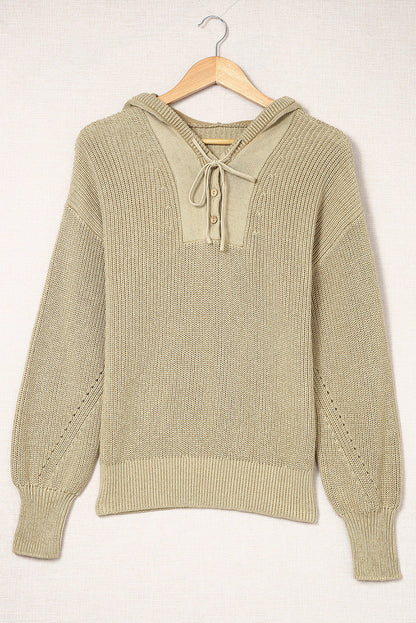 Pull à capuche col V Henley 