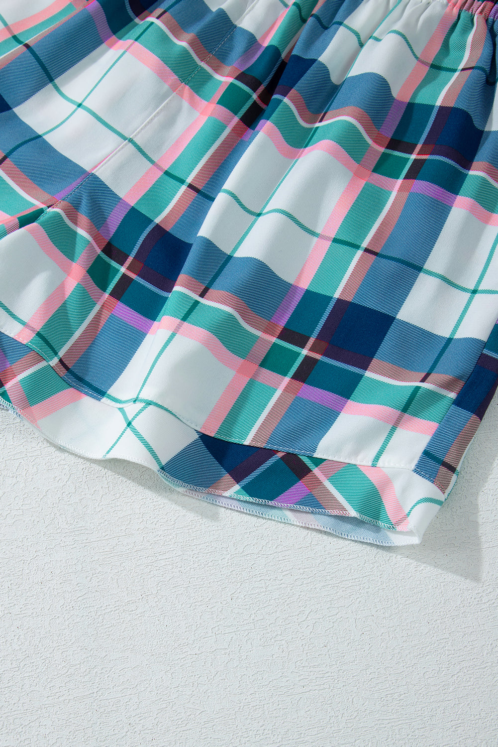 Ensemble 2 pièces chemise et short à carreaux bleus