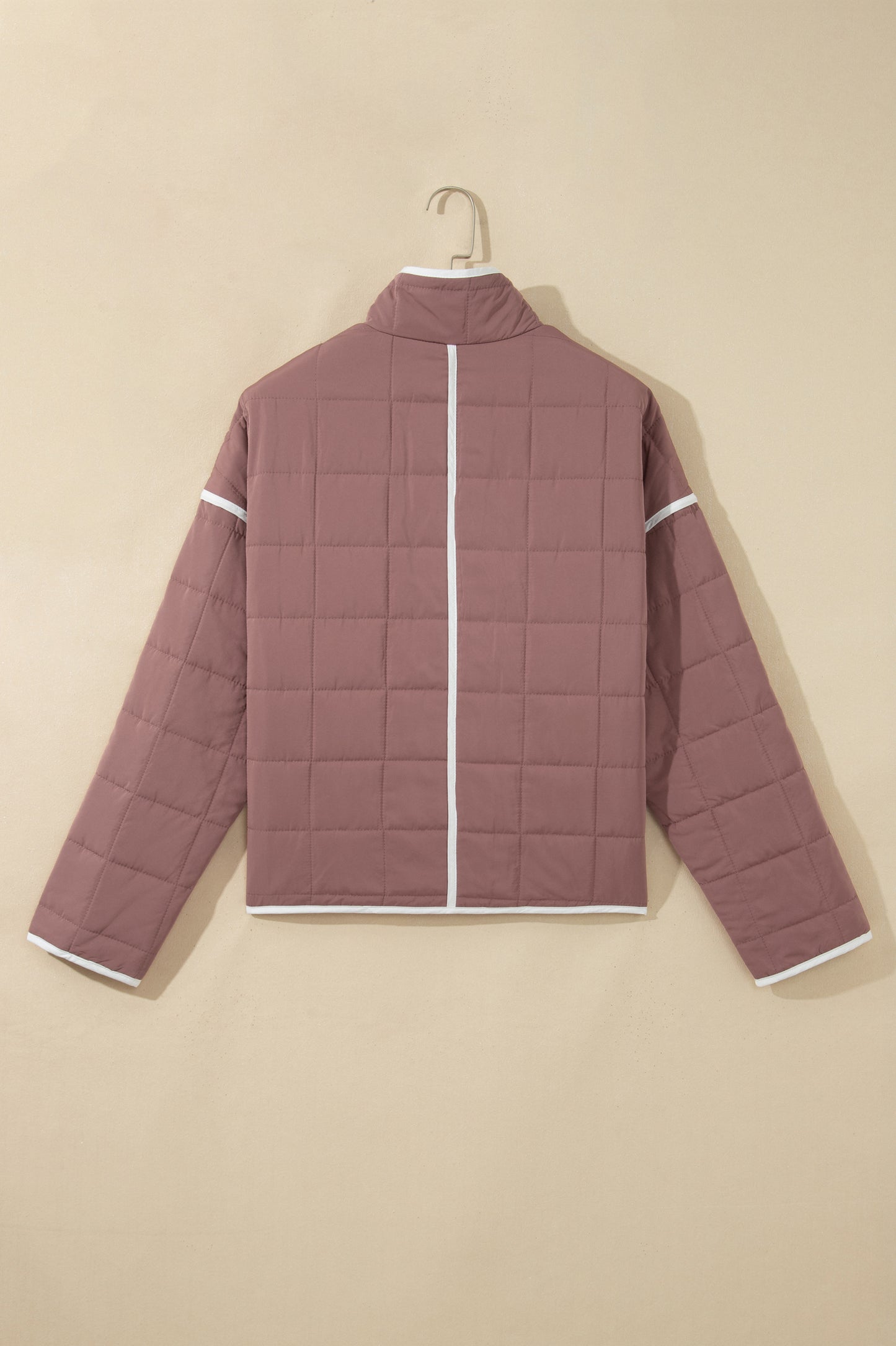 Old Rose Quilted Metal Button Pocket Jacket