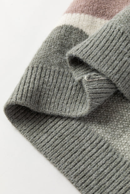 Pull rayé à manches ballon et épaules tombantes gris ondulé