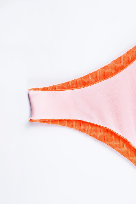 Orange Honey Comb Textured Bikini Bottoms
