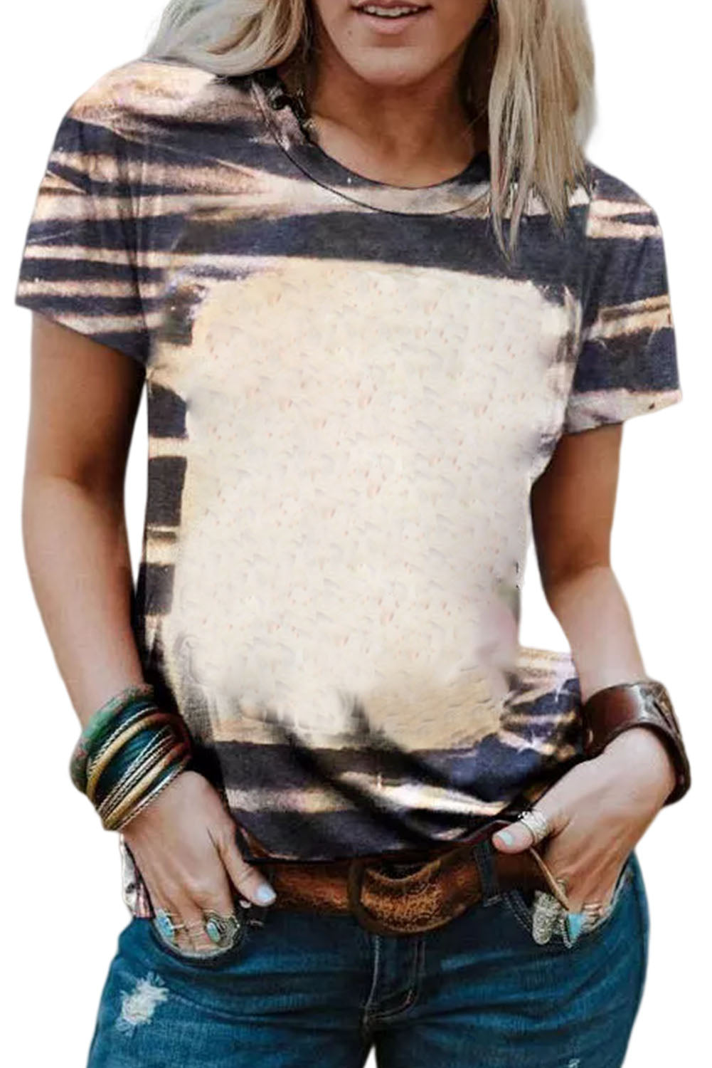 Blank Apparel - T-shirt basique à rayures bleu tie-dye