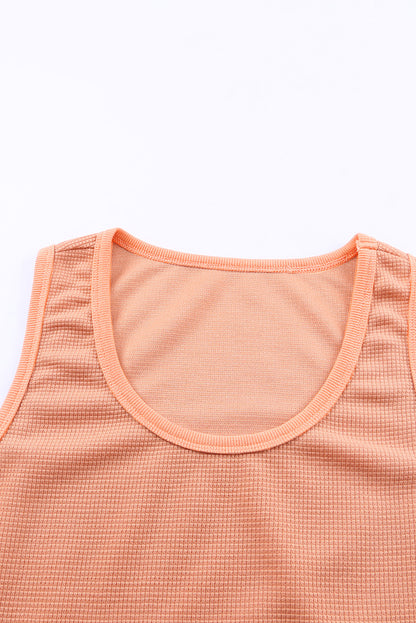 Plain Waffle Knit U Neck Tank Top