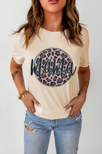 MOM life is the best life Camiseta con estampado de leopardo