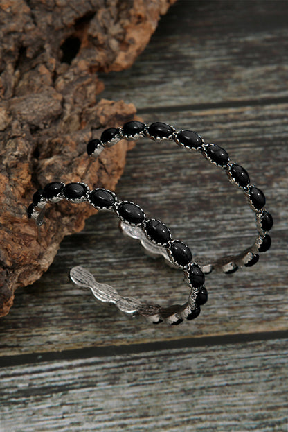 Pendientes Retro Círculo Turquesa En Forma De C