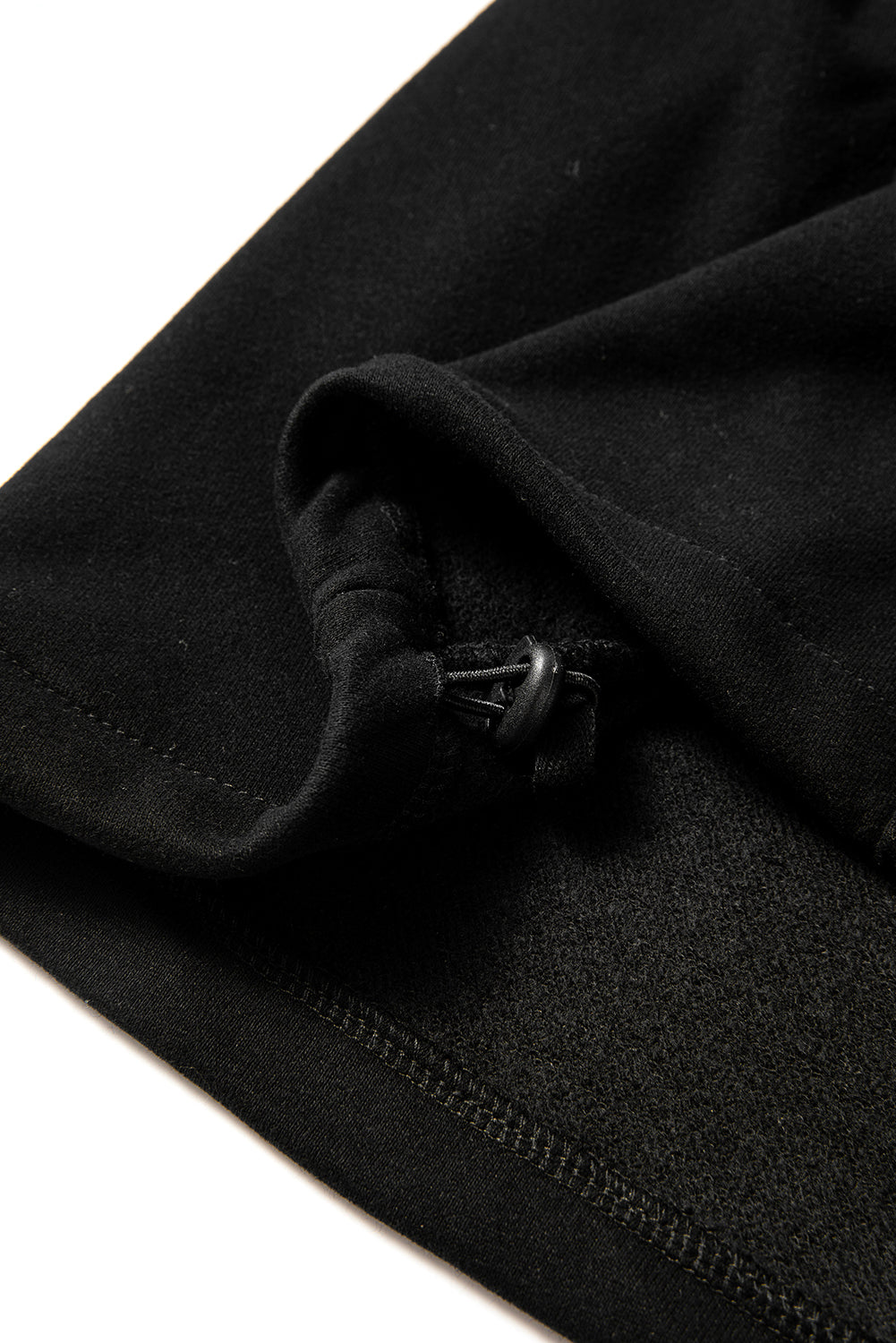 Black Fleece Lined Half Zipper Kangaroo Pockets Loose Hoodie