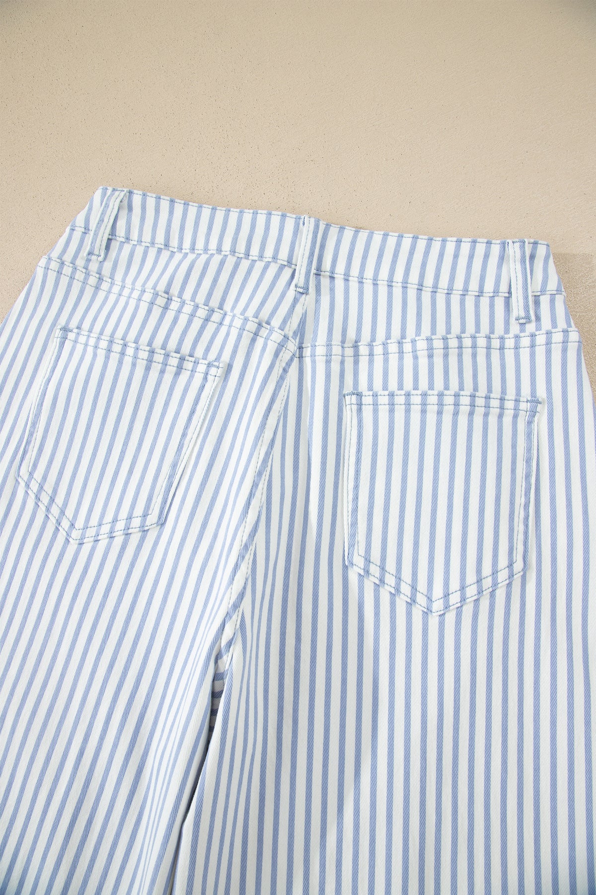 Sky Blue Stripe Casual Barrel Jeans