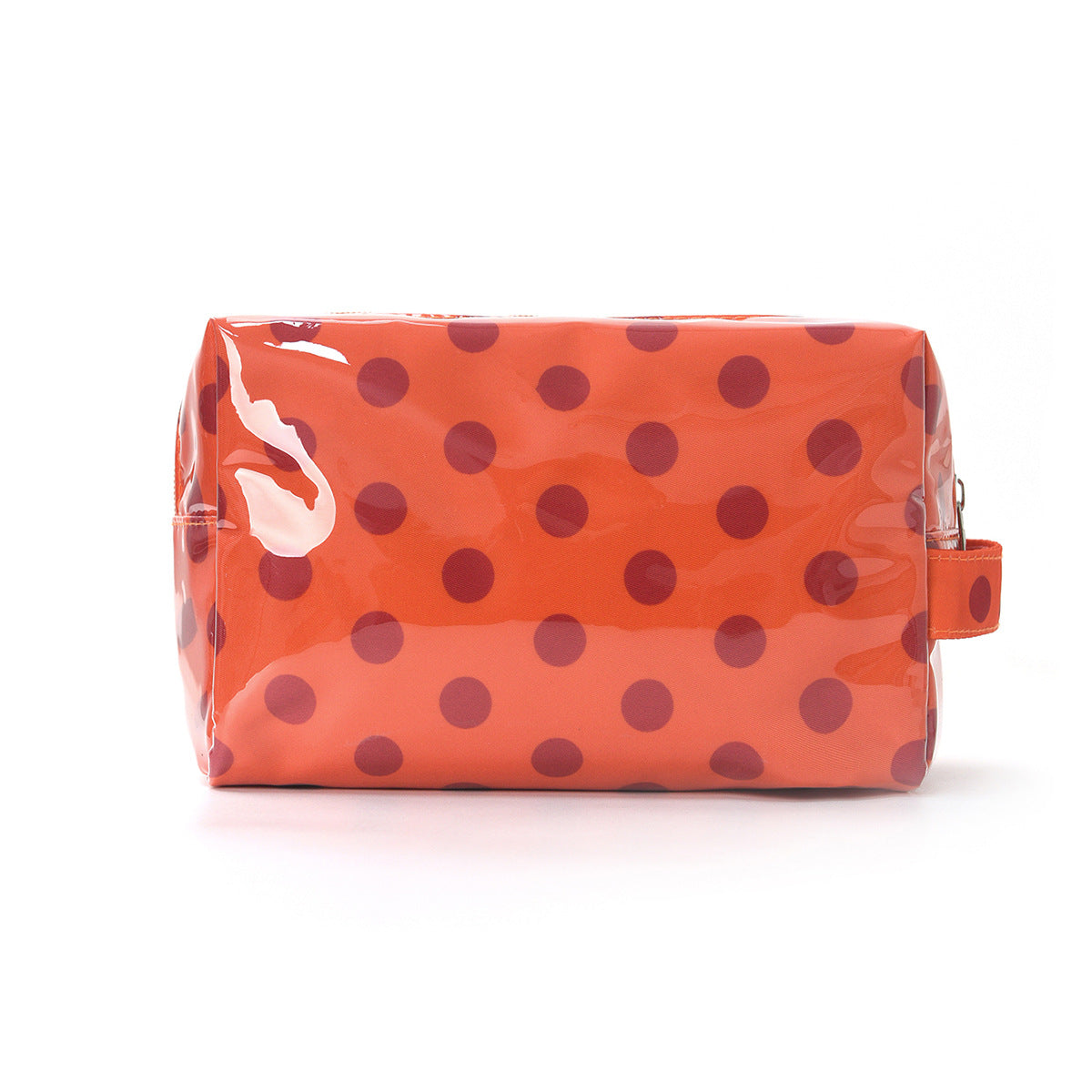 Orange Durable PVC Polka Dot Makeup Bag