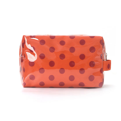 Orange Durable PVC Polka Dot Makeup Bag