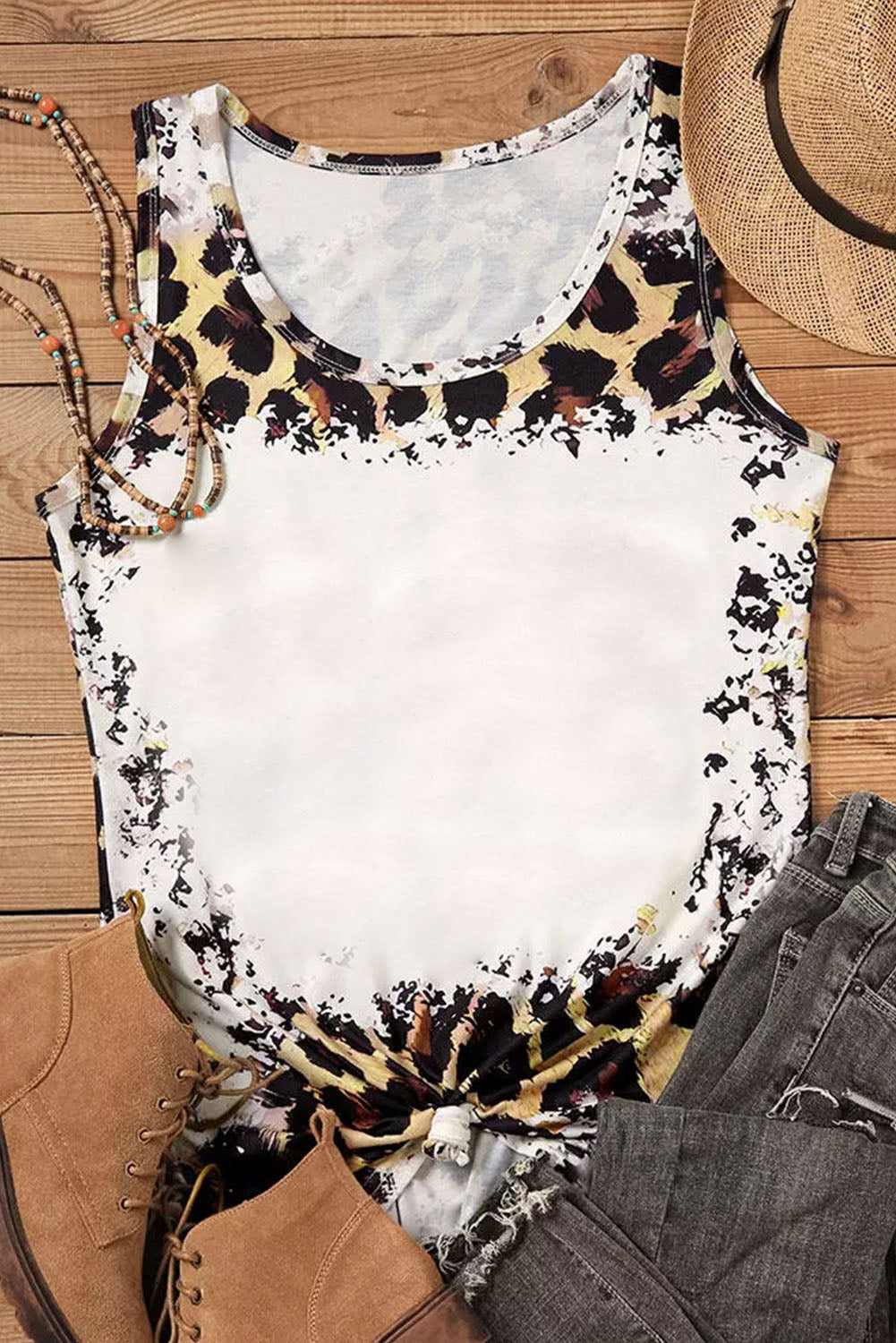 Blank Apparel - Débardeur graphique léopard délavé