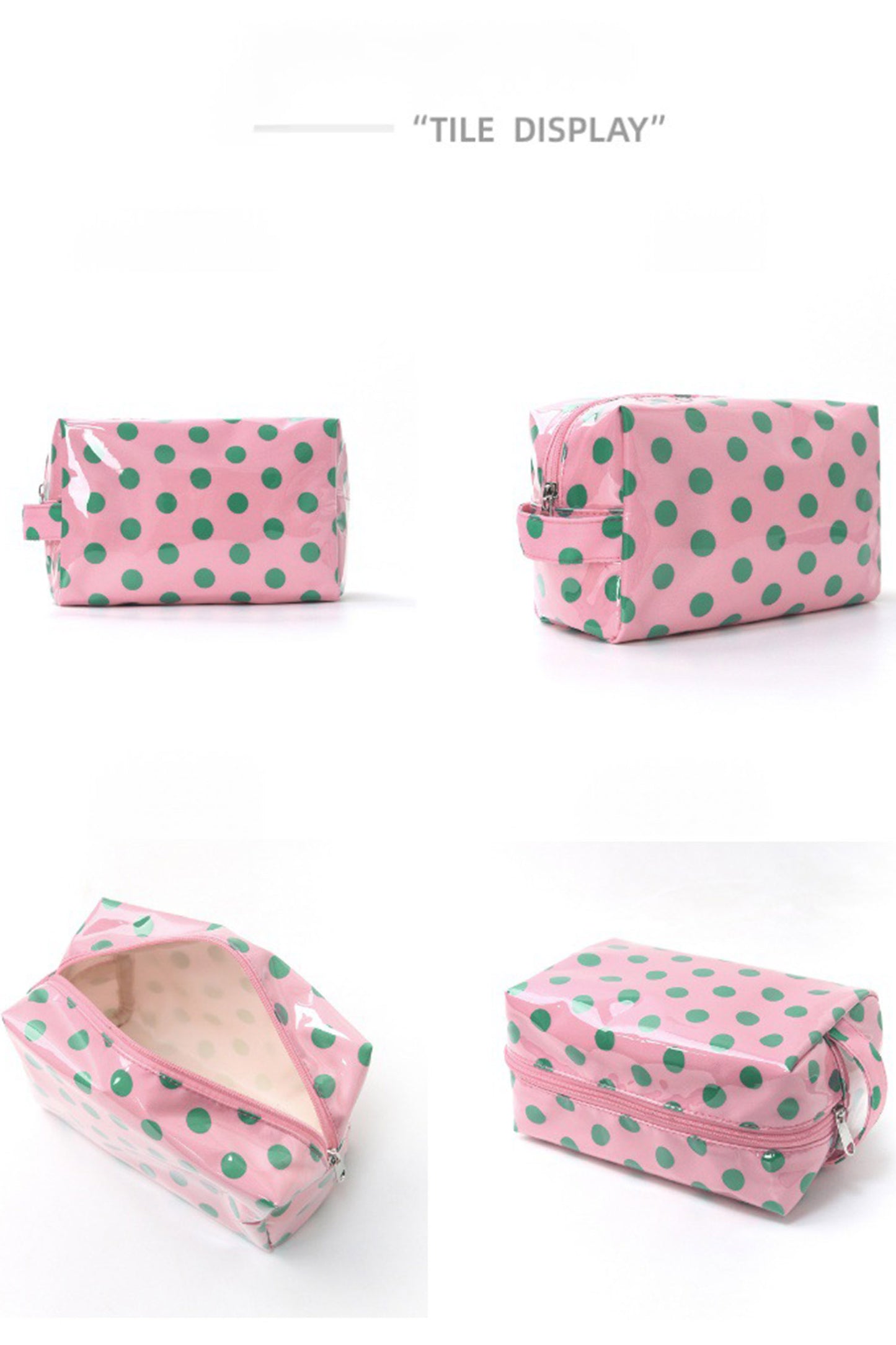 Light Pink Durable PVC Polka Dot Makeup Bag