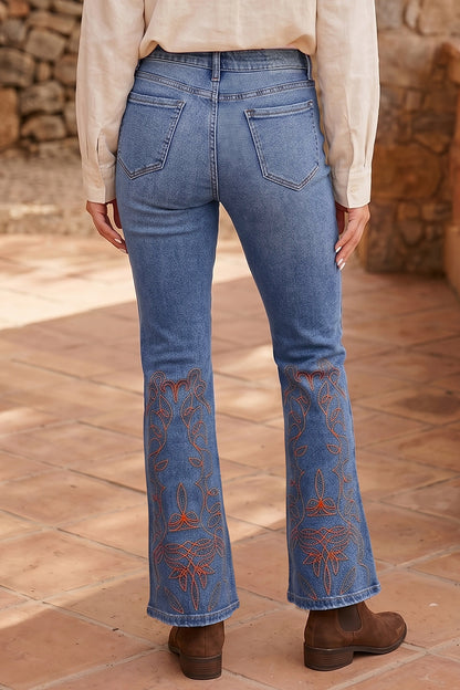 Ashleigh Blue Embroidered Flare Leg Jeans