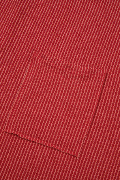 Fiery Red Twist Ribbed Tunic Round Neck Bracelet Sleeve Plus Size Blouse