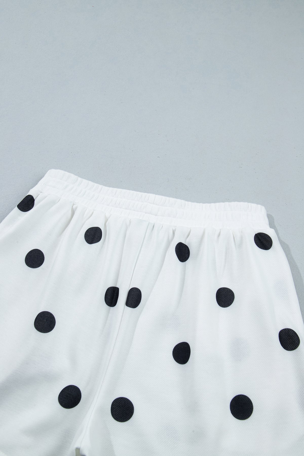 Beige Polka Dot Raw Hem Relaxed Pullover Loose Skort Two Piece Set