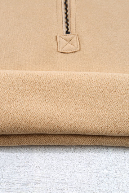 Sweat à capuche ample doublé en polaire parchemin avec poches kangourou à demi-fermeture éclair