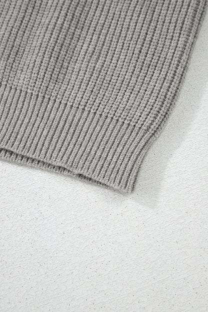 Cardigan boutonné en maille côtelée gris philippin avec nœud sur le devant