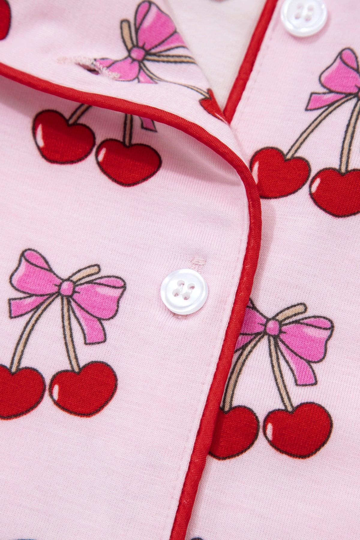 Pink Cherry/Bow Print Short Pajama Set