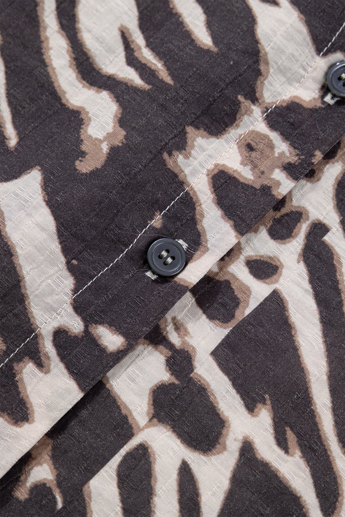 Parchment Leopard Print V Neck Button Down Balloon Sleeve Shirt