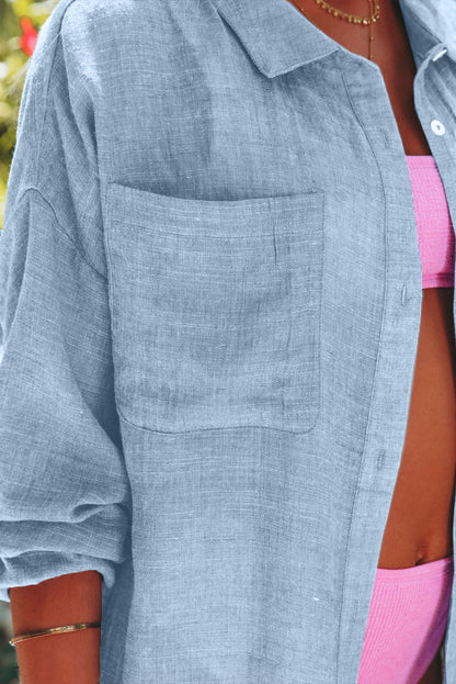 Lightweight Shirt Style Beach Cover Up