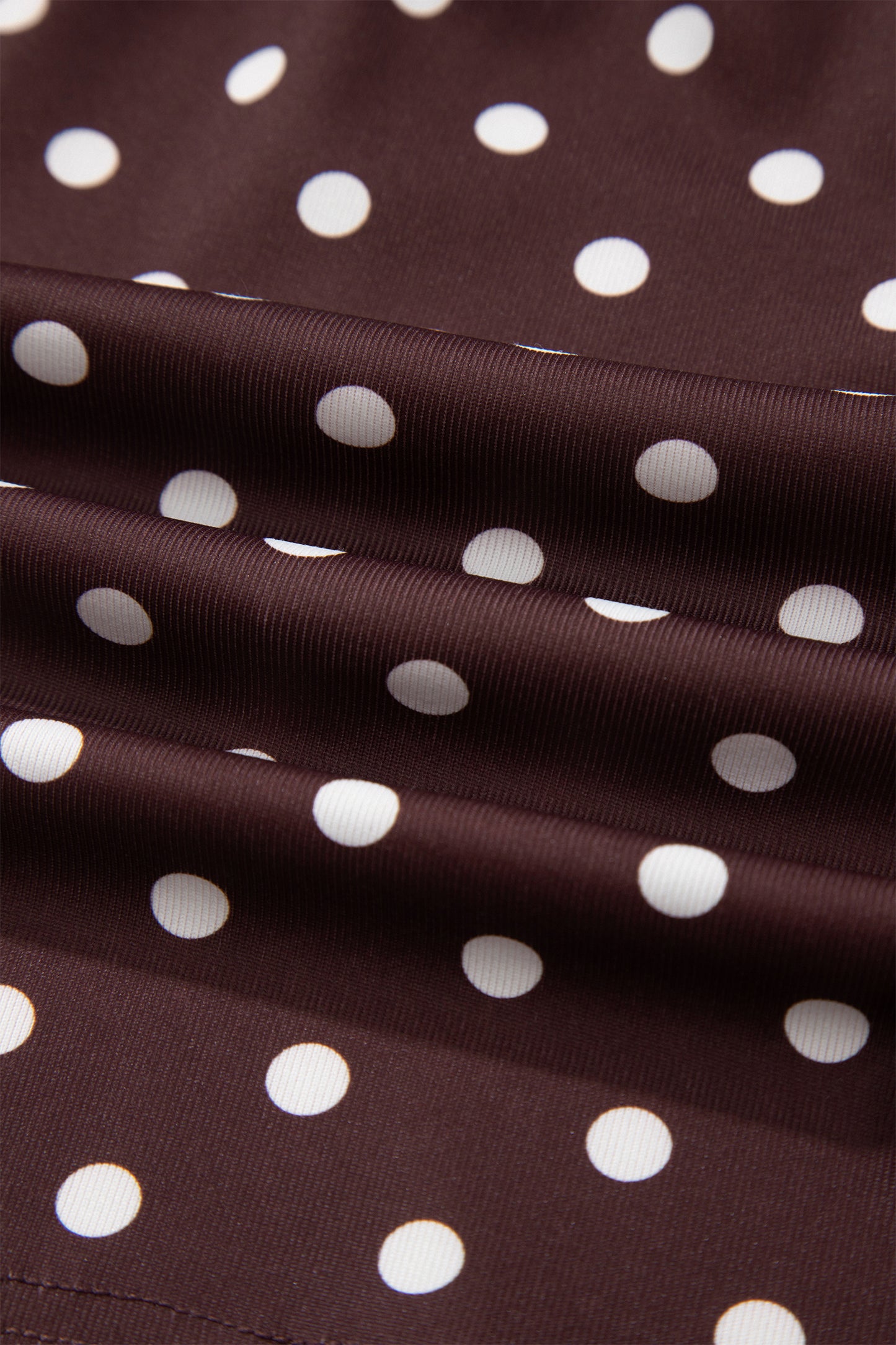 Brown Polka Dot Halter Tank Drawstring Elastic Waist Short Set
