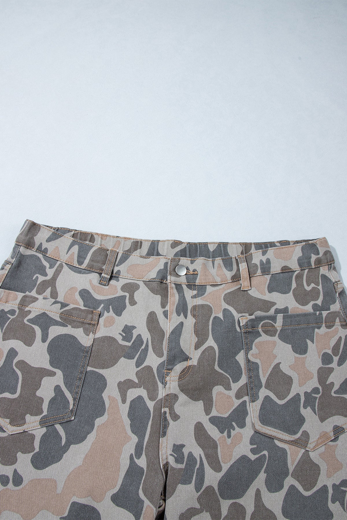 Multicolour Plus Size Camouflage Print High Rise Barrel Jeans