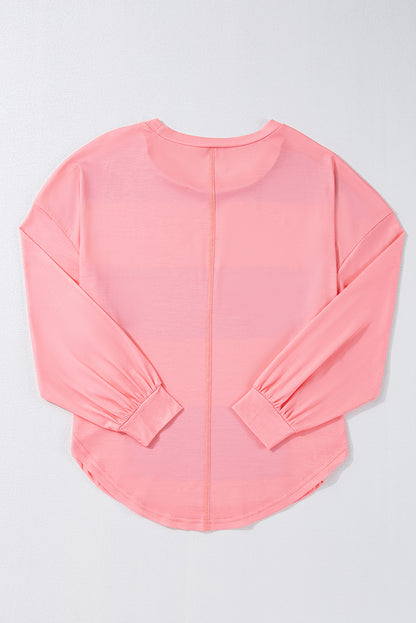 Light Green Colorblock Striped Drop Shoulder Loose Top