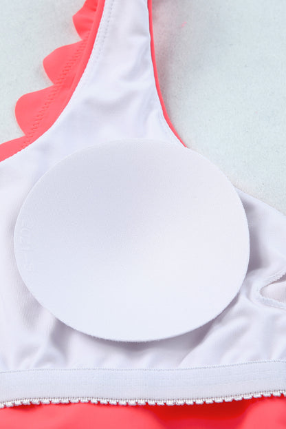 Bikini festoneado de cintura alta entrecruzado