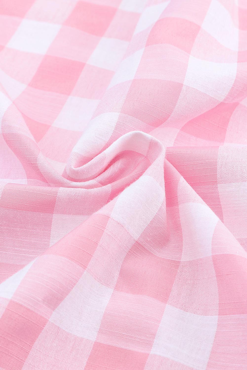 Chemise à manches longues à carreaux roses