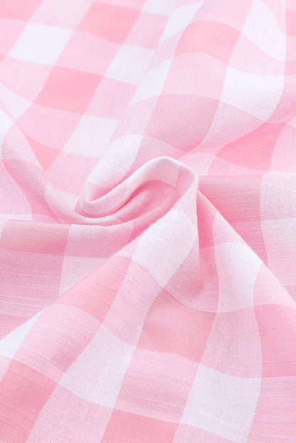 Chemise à manches longues à carreaux roses