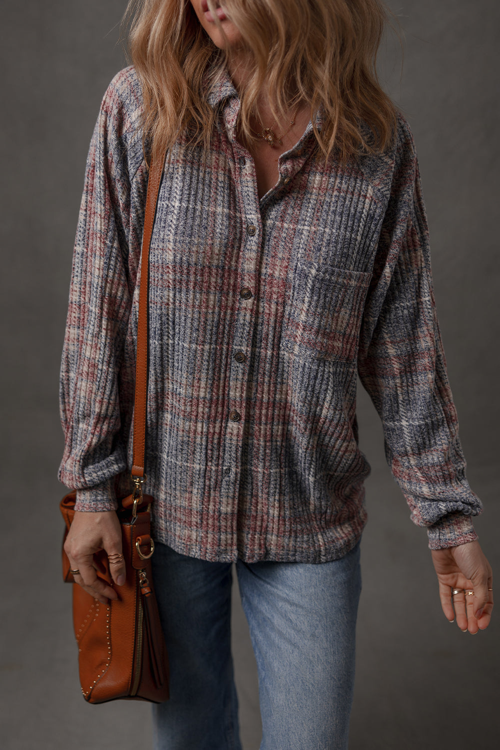 Multicolour Plaid Textured Chest Pocket Vintage Shirt