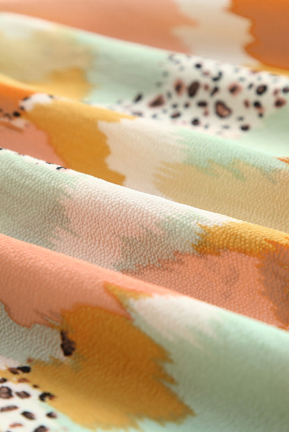 Blusa de manga larga con estampado abstracto multicolor