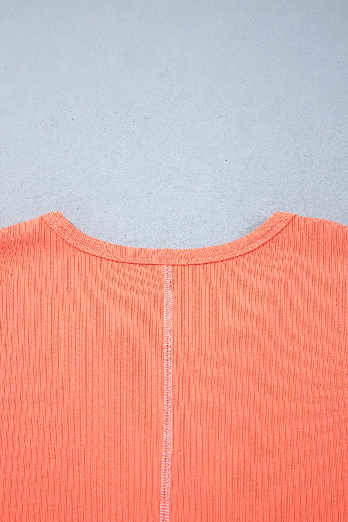 Flamingo V Neck Ribbed Stitched Detail Long Sleeve Top