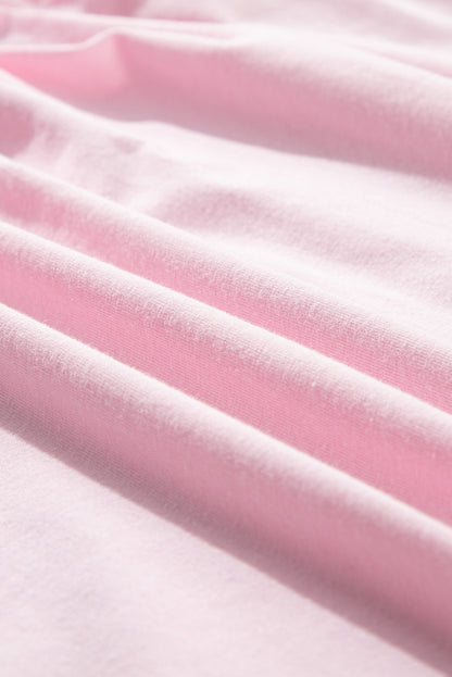 Robe babydoll rose clair unie à poches et bords bruts