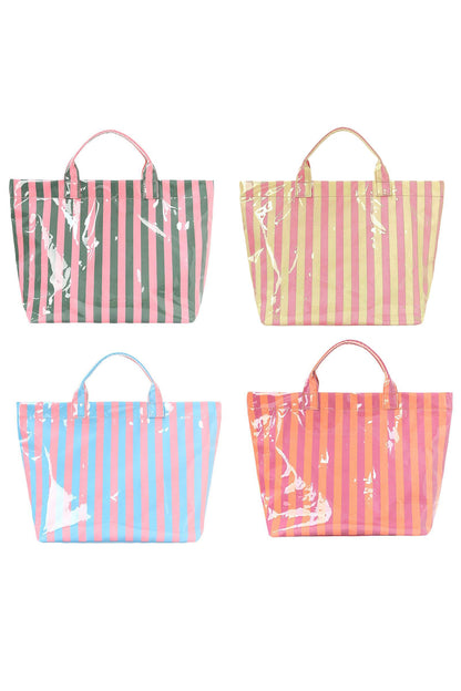 Glossy Striped Vinyl Large Tote Bag