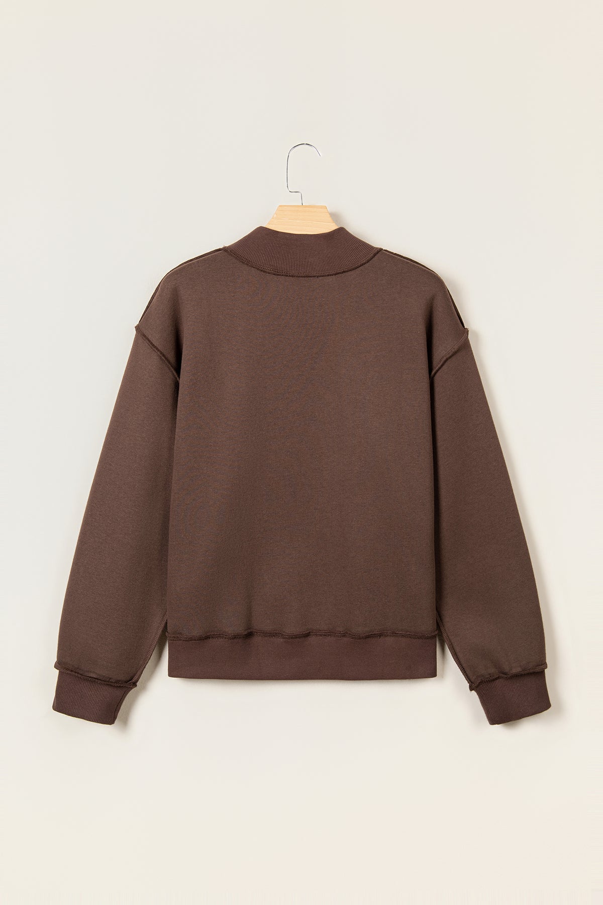 Coffee WWJD Mixed Pattern Embroidered Patch Graphic Mock Neck Sweatshirt