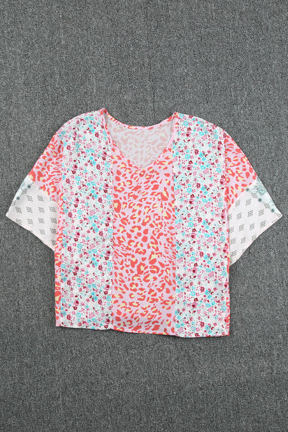 Haut cape multicolore à imprimé animal et floral