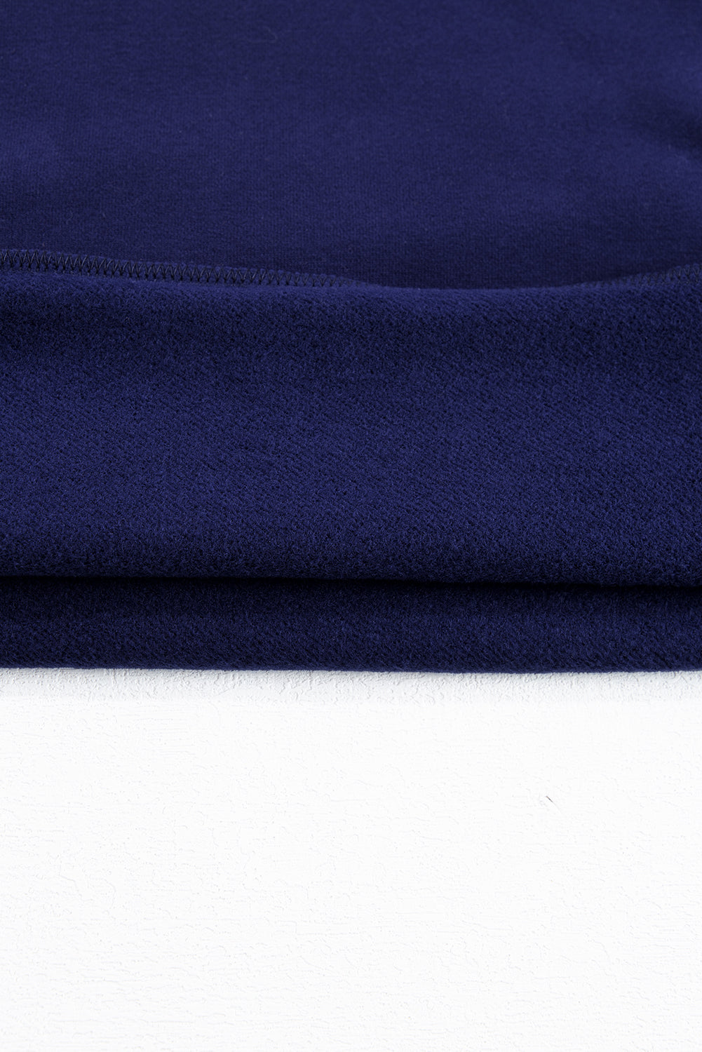 Navy Blue Solid Fleece Lined Drop Shoulder High Low Sweatshirt
