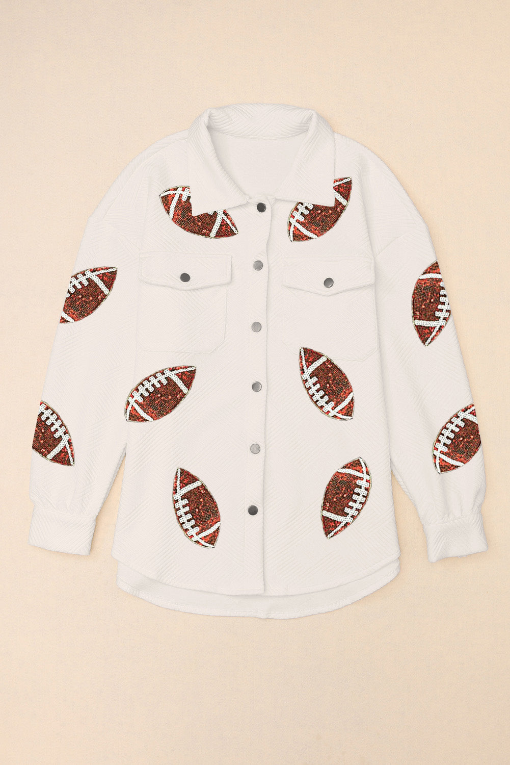 Chaqueta de fútbol con lentejuelas y textura chicle beige 