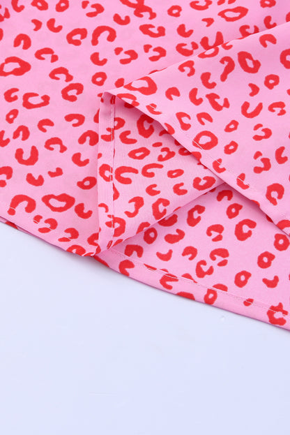 Robe droite à manches mi-longues et imprimé animal