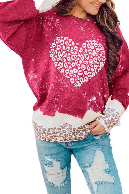 Sudadera blanqueada con estampado de leopardo navideño nevado