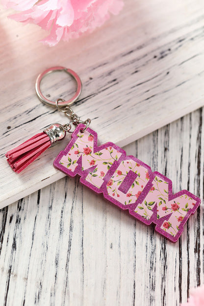 MOM Flower Tassel Acrylic Keychain